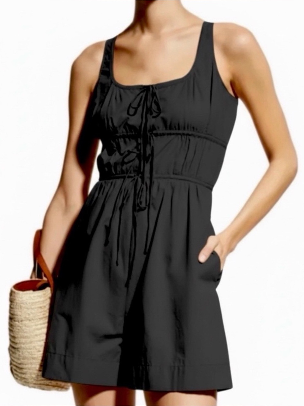 Rebecca Taylor Black Poplin Romper 4